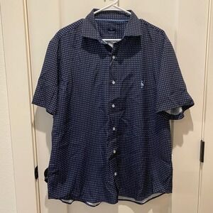 TailorByrd Collection Men's Short Sleeve Button Down.  Large. NWT. Navy/White